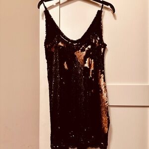 Free People Brown Sequin Mini Dress